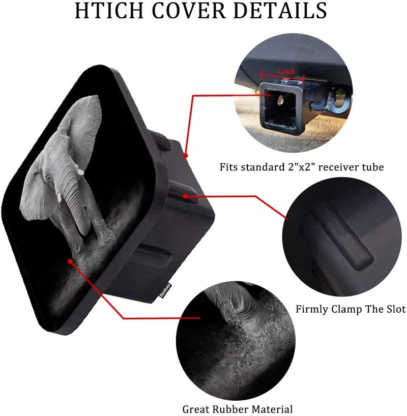 Beabes Elephant Car Towing Hitch Covers Wildlife African Elephants 2" Receiver Hitch Cover, Hitch Cover Protects Your Trailer Hitch Receiver from Dirt Water and Rust - Image 3